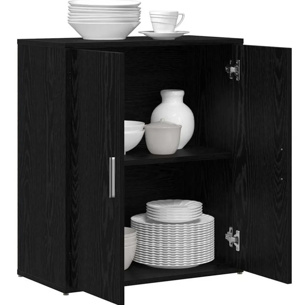 vidaXL Dressoir 2 pcs Zwart Eiken 60 x 31 x 70 cm Bewerkt hout