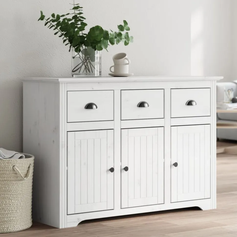 vidaXL Dressoir BODO 115,5x44x80 cm massief grenenhout wit