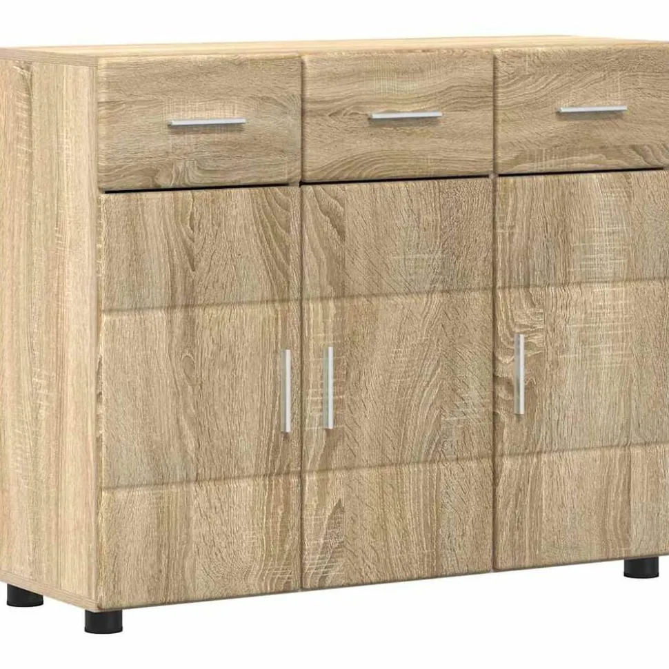 vidaXL Dressoir FLORIN Sonoma Eiken 88,5 x 30,5 x 73 cm Bewerkt hout