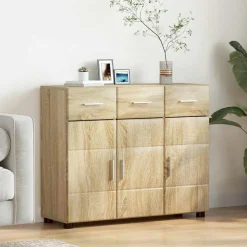 vidaXL Dressoir FLORIN Sonoma Eiken 88,5 x 30,5 x 73 cm Bewerkt hout