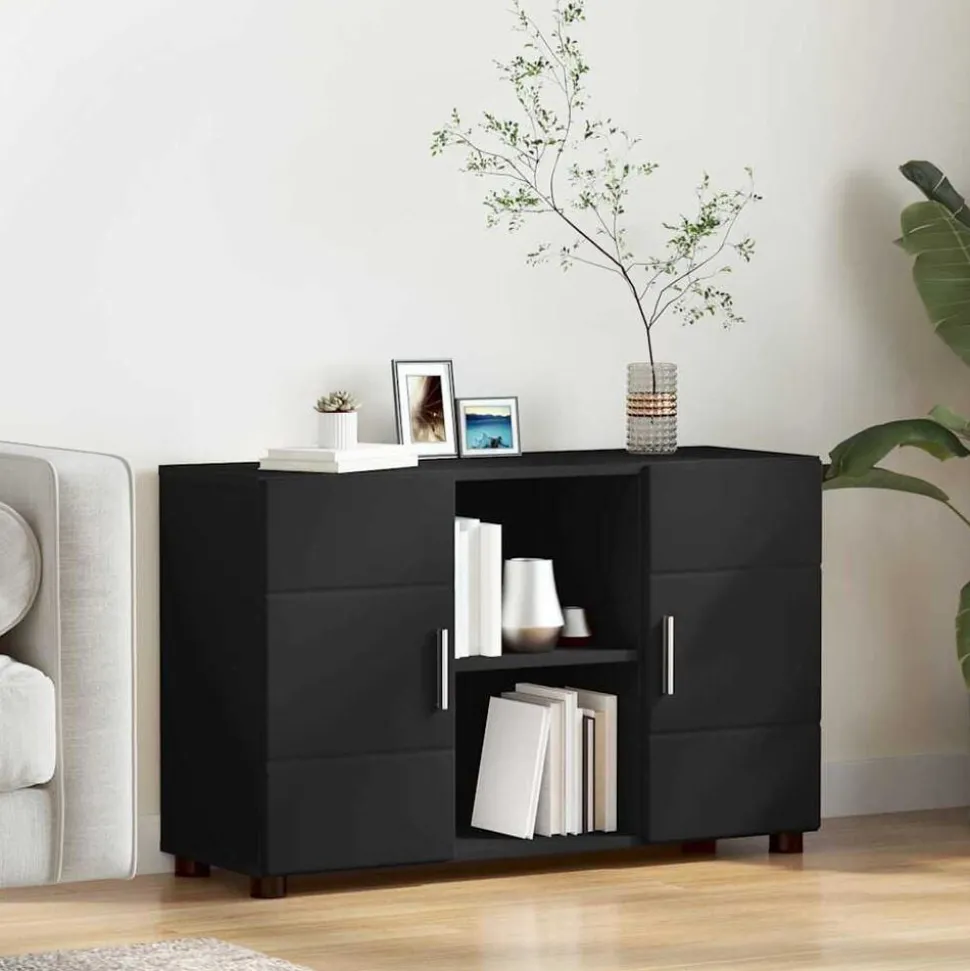 vidaXL Dressoir FLORIN Zwart 88,5 x 30,5 x 55,5 cm Bewerkt hout