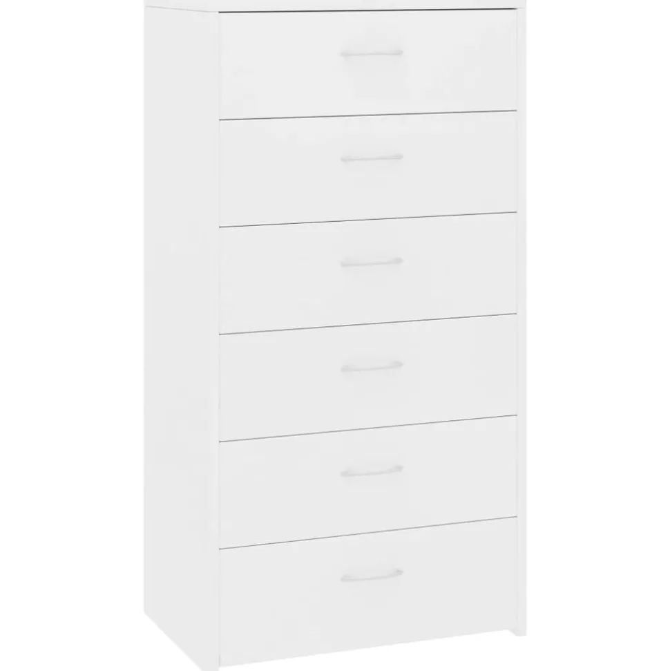 vidaXL Dressoir met 6 lades 50x34x96 cm bewerkt hout wit