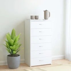 vidaXL Dressoir met 6 lades 50x34x96 cm bewerkt hout wit