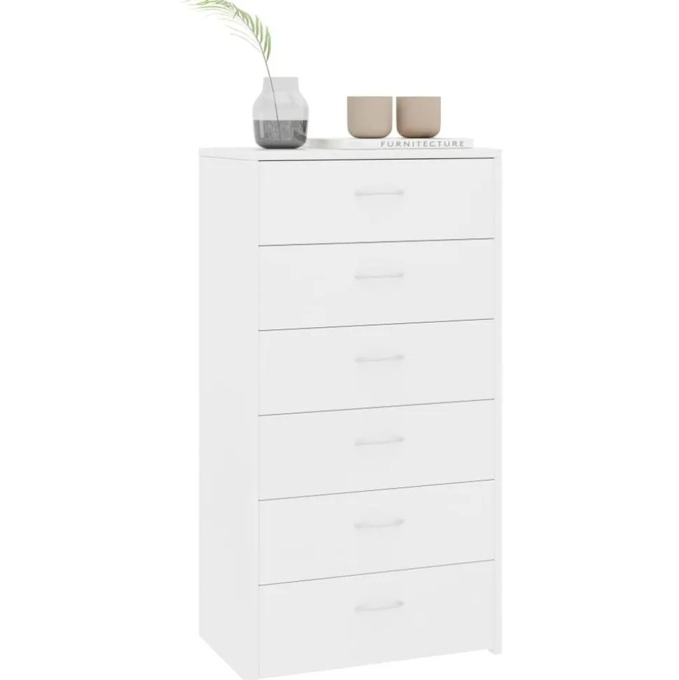 vidaXL Dressoir met 6 lades 50x34x96 cm bewerkt hout wit
