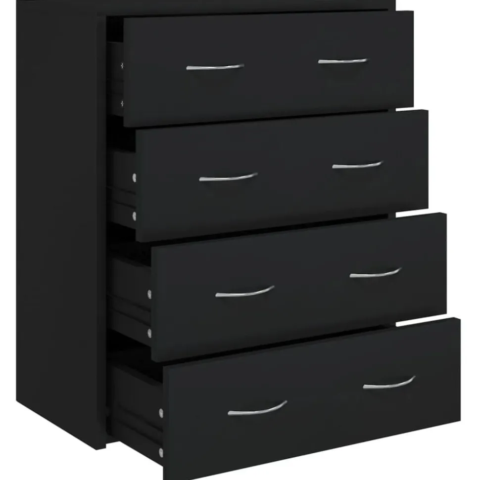 vidaXL Dressoir met 4 lades 60x30,5x71 cm zwart
