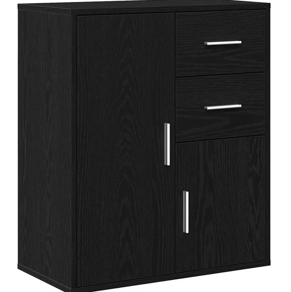 vidaXL Dressoir met lade Zwart Eiken 60 x 31 x 70 cm Bewerkt hout