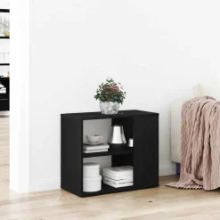 vidaXL Dressoir met lade Zwart Eiken 60 x 30 x 50 cm Bewerkt hout