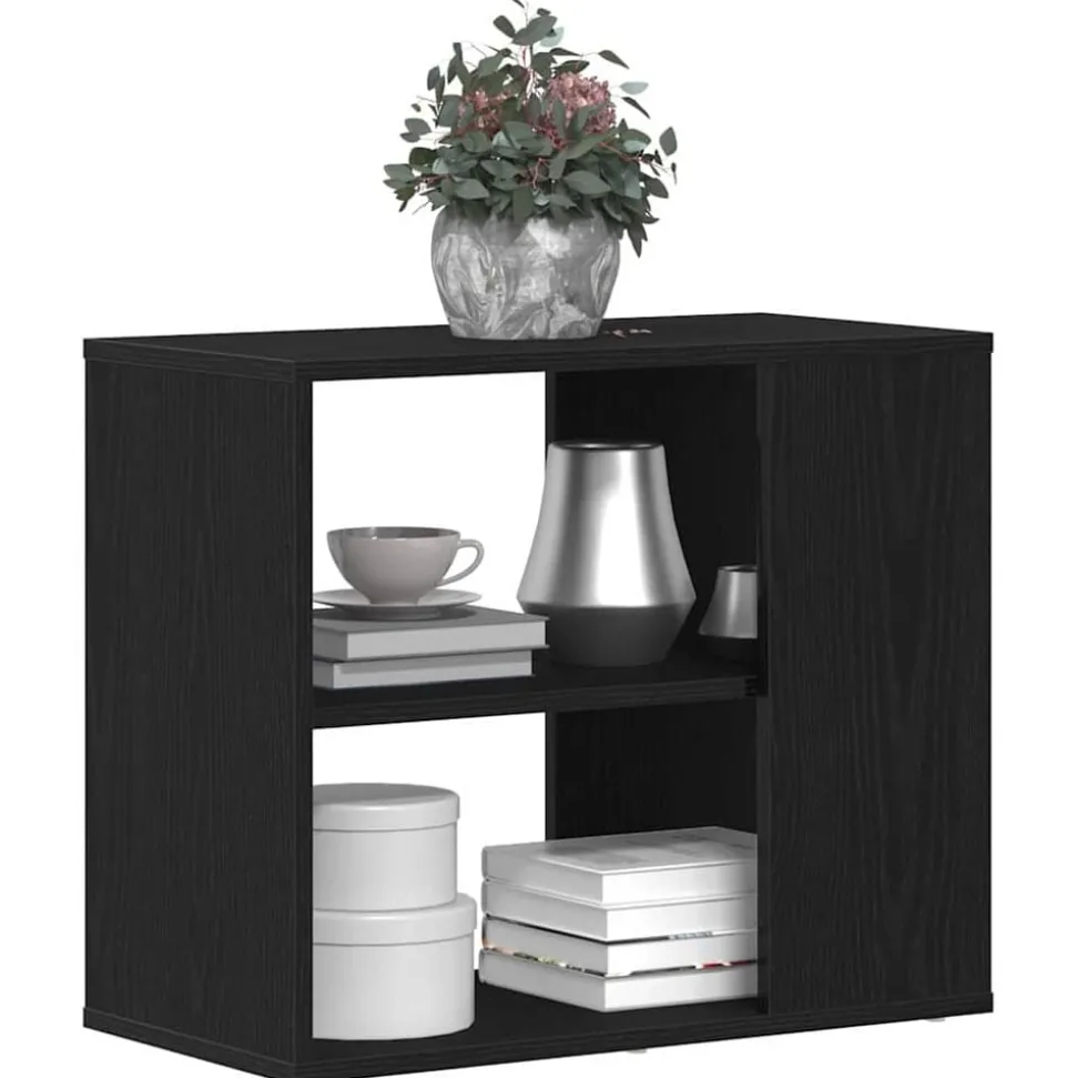 vidaXL Dressoir met lade Zwart Eiken 60 x 30 x 50 cm Bewerkt hout