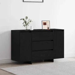 vidaXL Dressoir met lade Zwart Eiken 120 x 41 x 75 cm Bewerkt hout