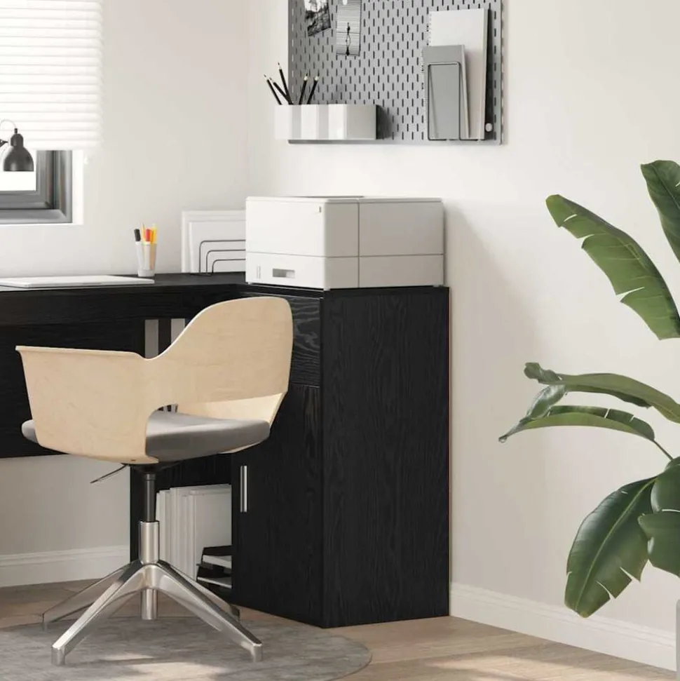 vidaXL Dressoir met lade Zwart Eiken 38 x 34 x 75 cm