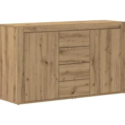 vidaXL Dressoir met lade Artisan Eiken 120 x 36 x 69 cm Bewerkt hout