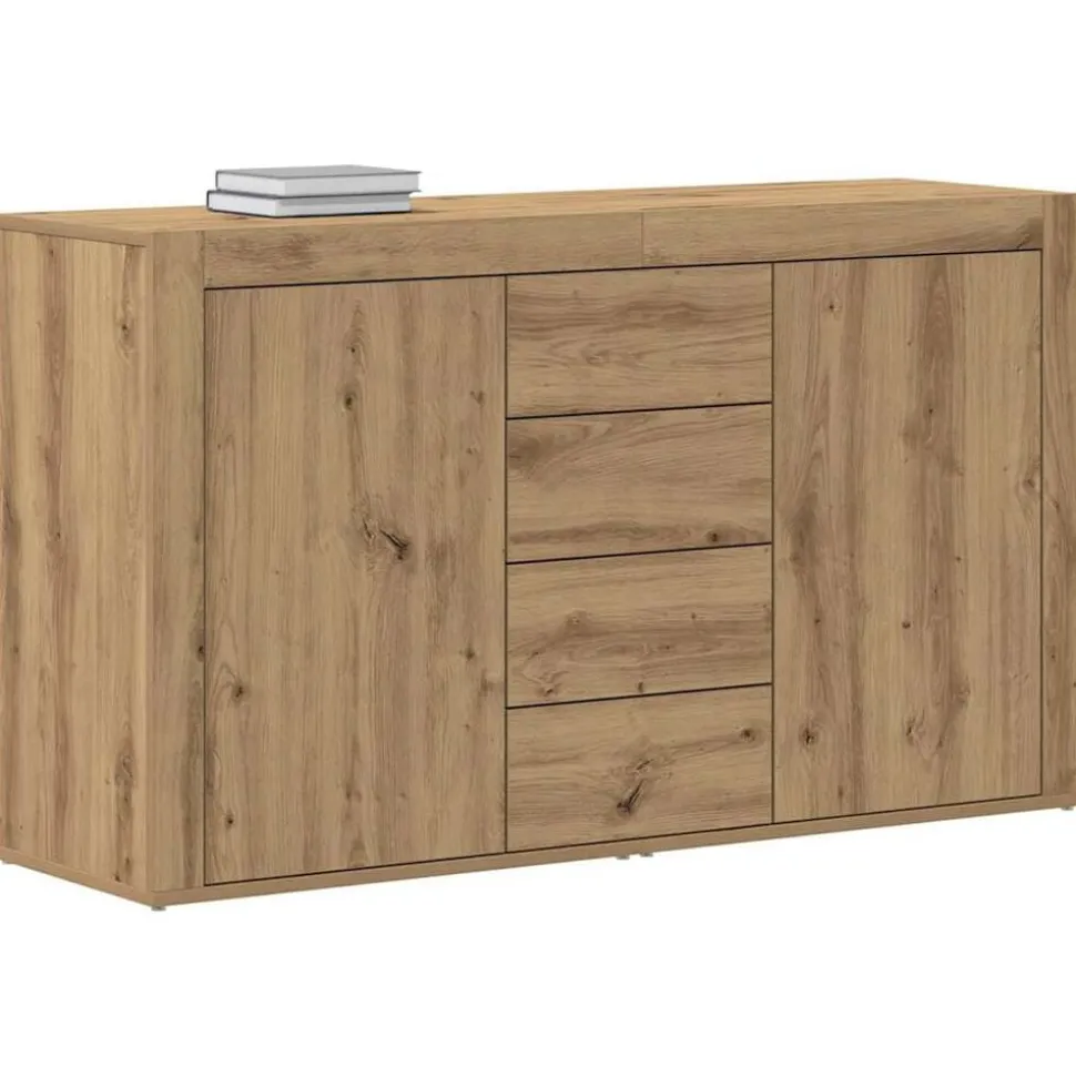 vidaXL Dressoir met lade Artisan Eiken 120 x 36 x 69 cm Bewerkt hout