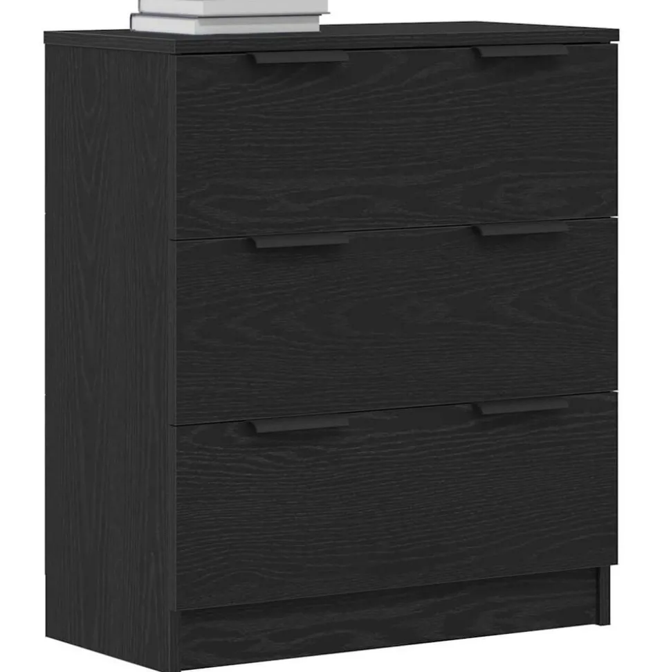 vidaXL Dressoir met lade Zwart Eiken 60 x 30 x 70 cm Bewerkt hout
