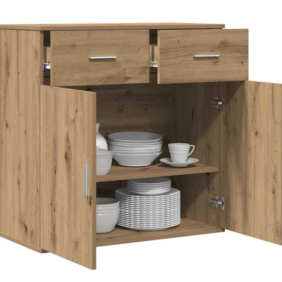 vidaXL Dressoir met lade Artisan Eiken 78 x 38 x 80 cm Bewerkt hout