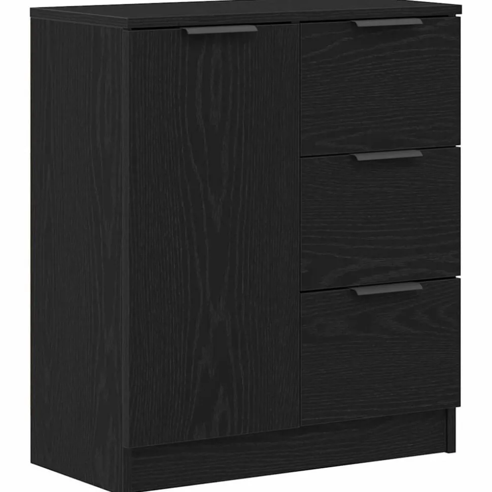 vidaXL Dressoir met lade Zwart Eiken 60 x 30 x 70 cm Bewerkt hout