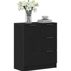 vidaXL Dressoir met lade Zwart Eiken 60 x 30 x 70 cm Bewerkt hout