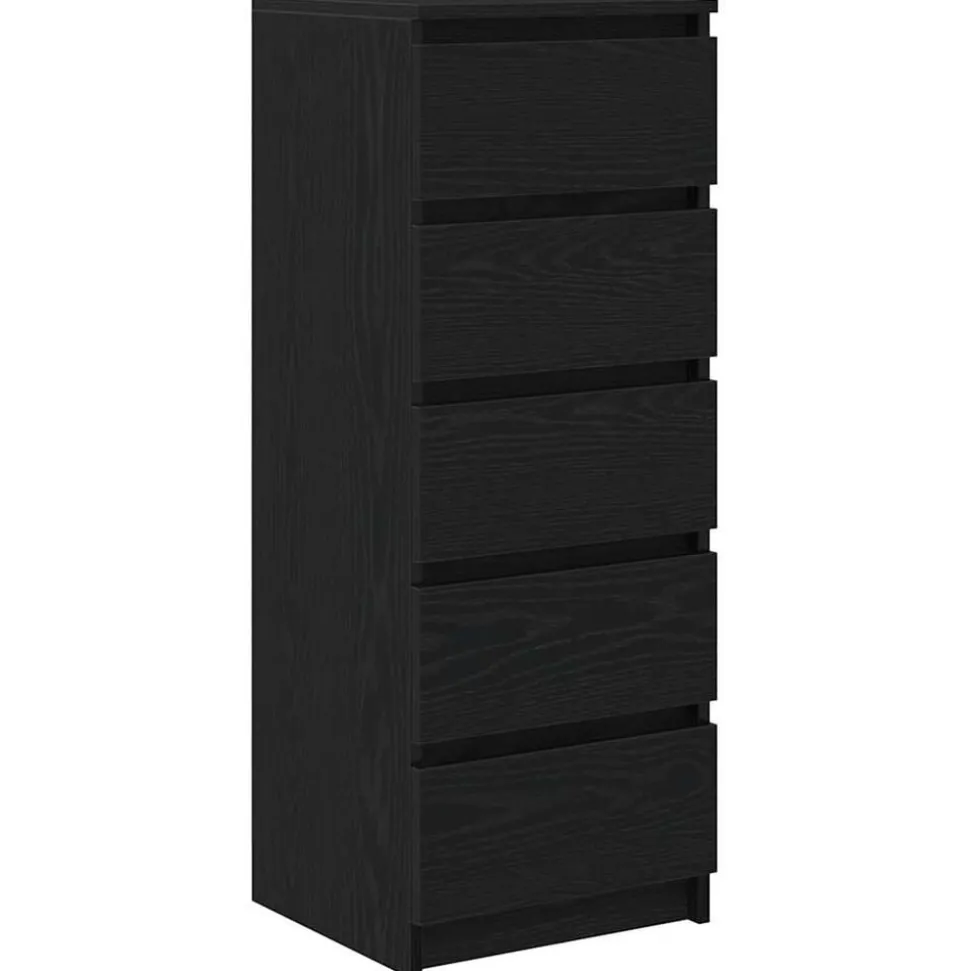 vidaXL Dressoir met lades 37,5x35x99 cm spaanplaat zwart eikenkleurig