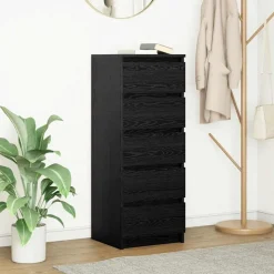 vidaXL Dressoir met lades 37,5x35x99 cm spaanplaat zwart eikenkleurig