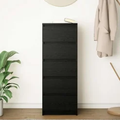 vidaXL Dressoir met lades 37,5x35x99 cm spaanplaat zwart eikenkleurig