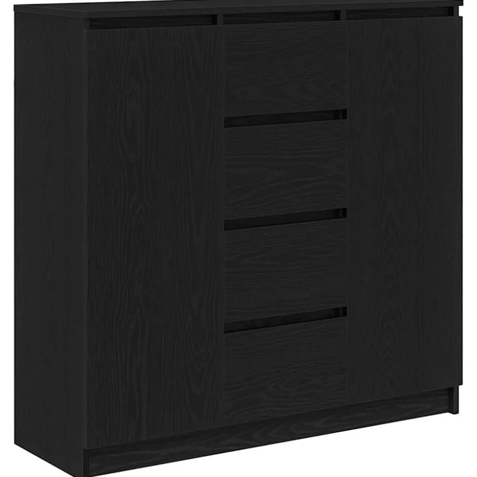 vidaXL Dressoir met lades 100,5x35x98,5 cm spaanplaat zwart eiken