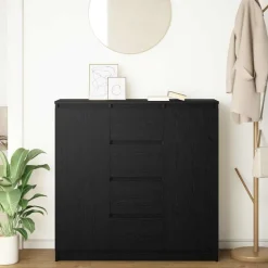 vidaXL Dressoir met lades 100,5x35x98,5 cm spaanplaat zwart eiken