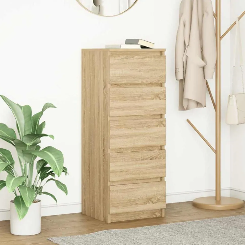 vidaXL Dressoir met lades 37,5x35x99 cm spaanplaat sonoma eikenkleurig
