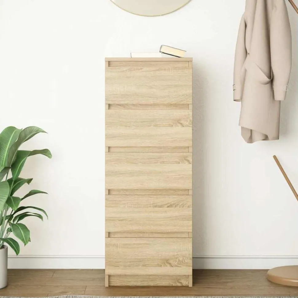 vidaXL Dressoir met lades 37,5x35x99 cm spaanplaat sonoma eikenkleurig