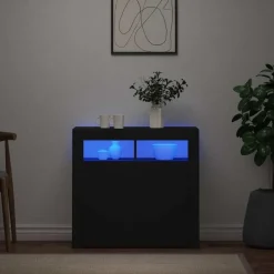 vidaXL Dressoir met LED-verlichting 80x35x75 cm zwart