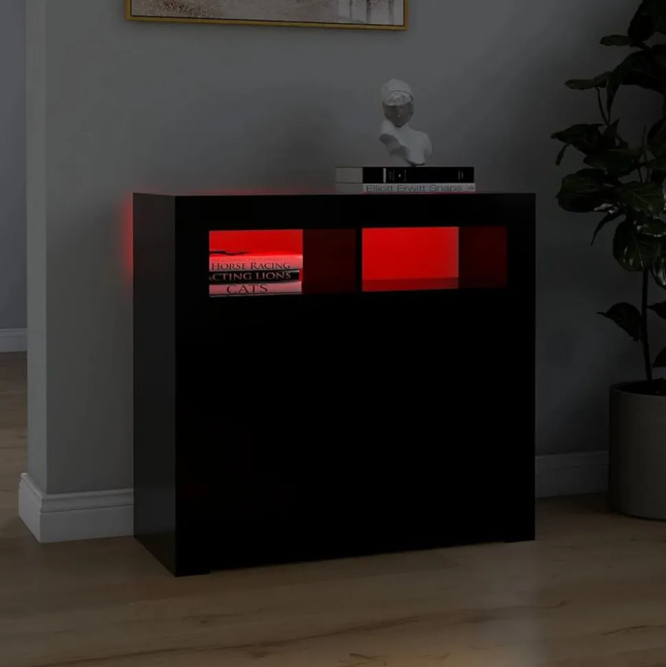 vidaXL Dressoir met LED-verlichting 80x35x75 cm zwart
