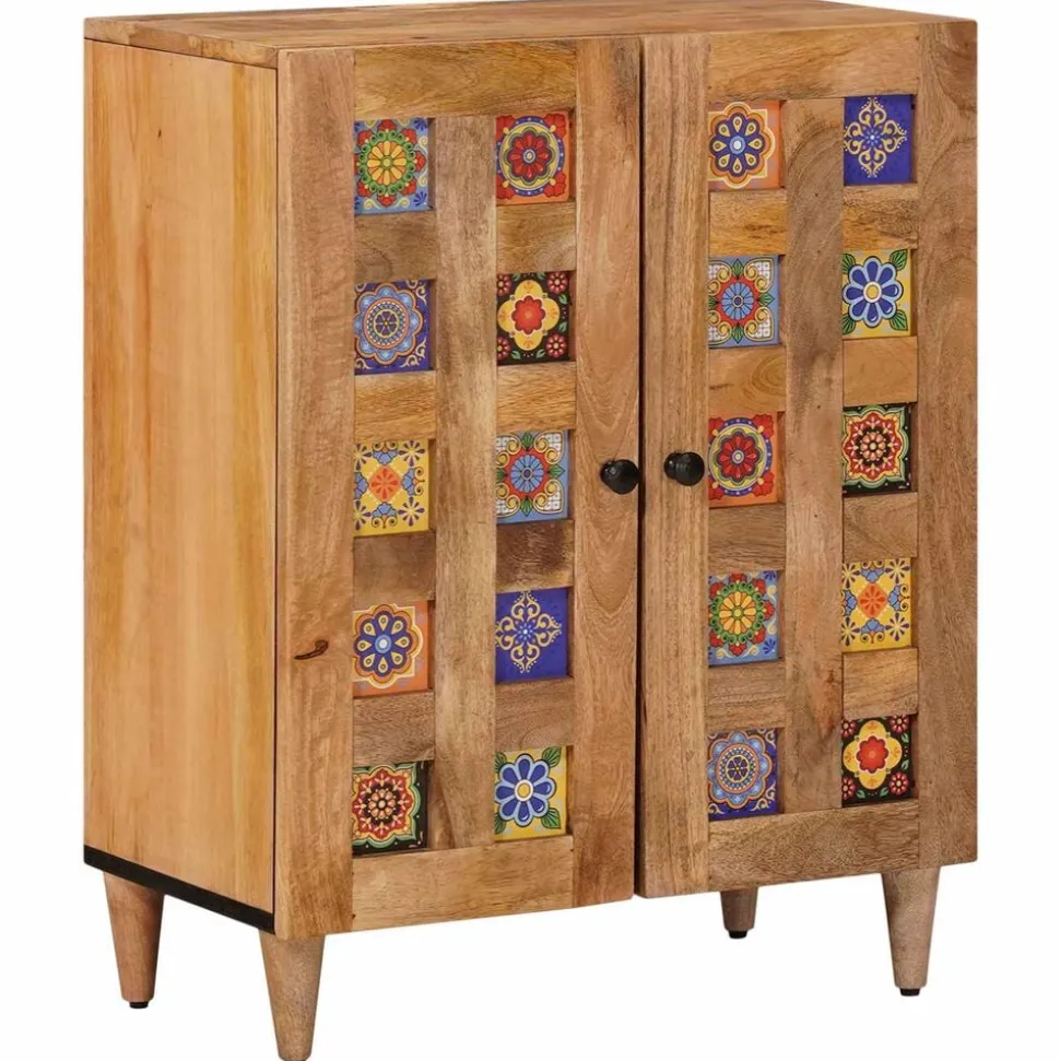 vidaXL Dressoir Naturel 60 x 33 x 75 cm Massief Mango Hout