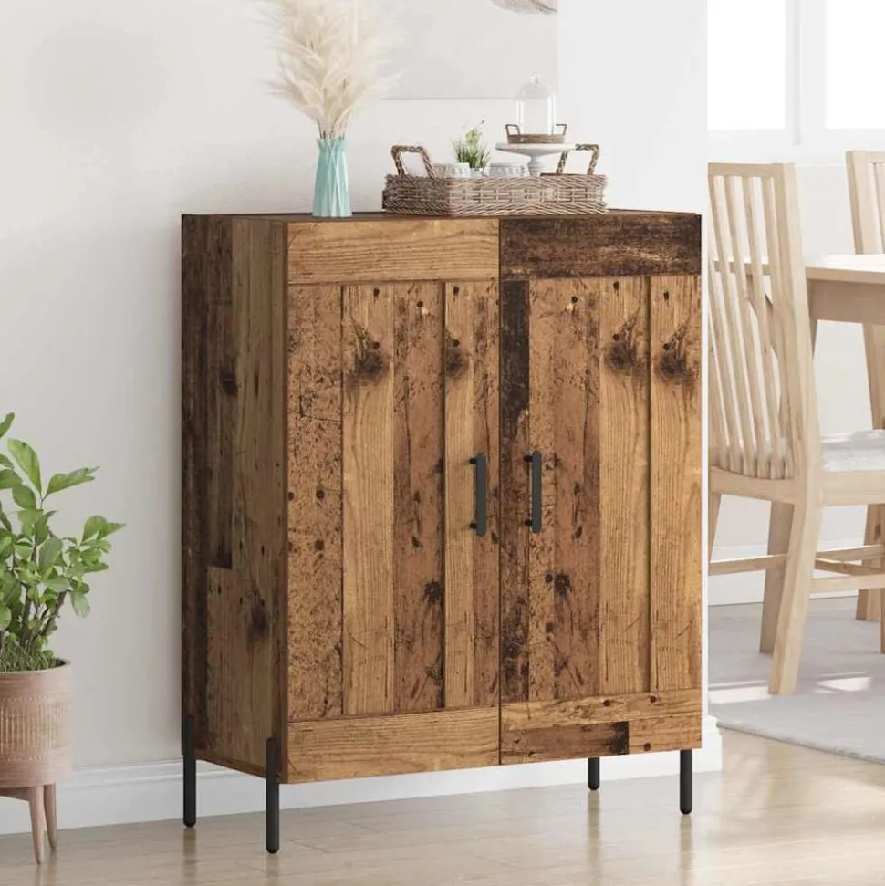 vidaXL Dressoir Oud Hout 69,5 x 34 x 90 cm Gemonteerd hout en ijzer