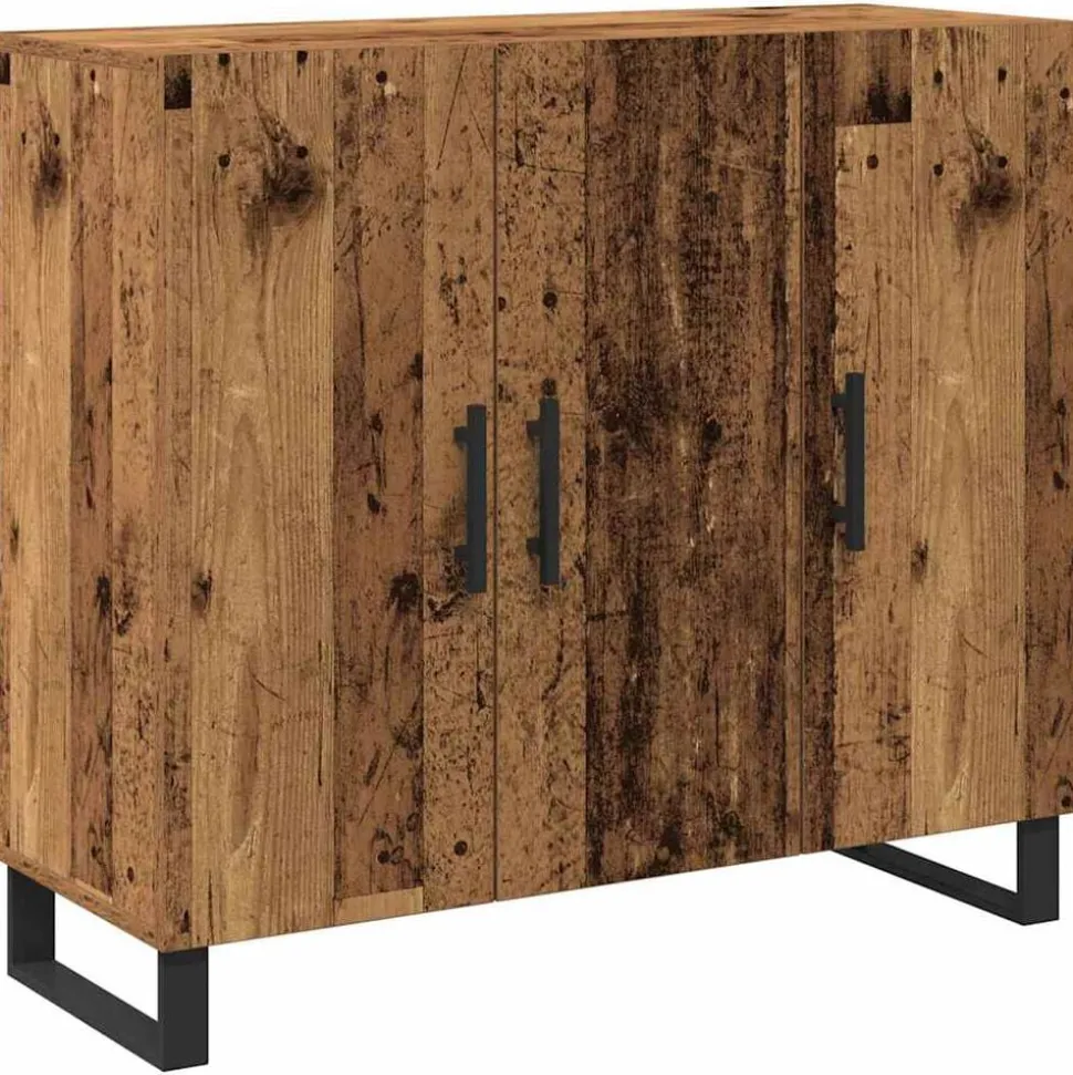 vidaXL Dressoir Oudhout 90 x 34 x 80 cm Bewerkt hout