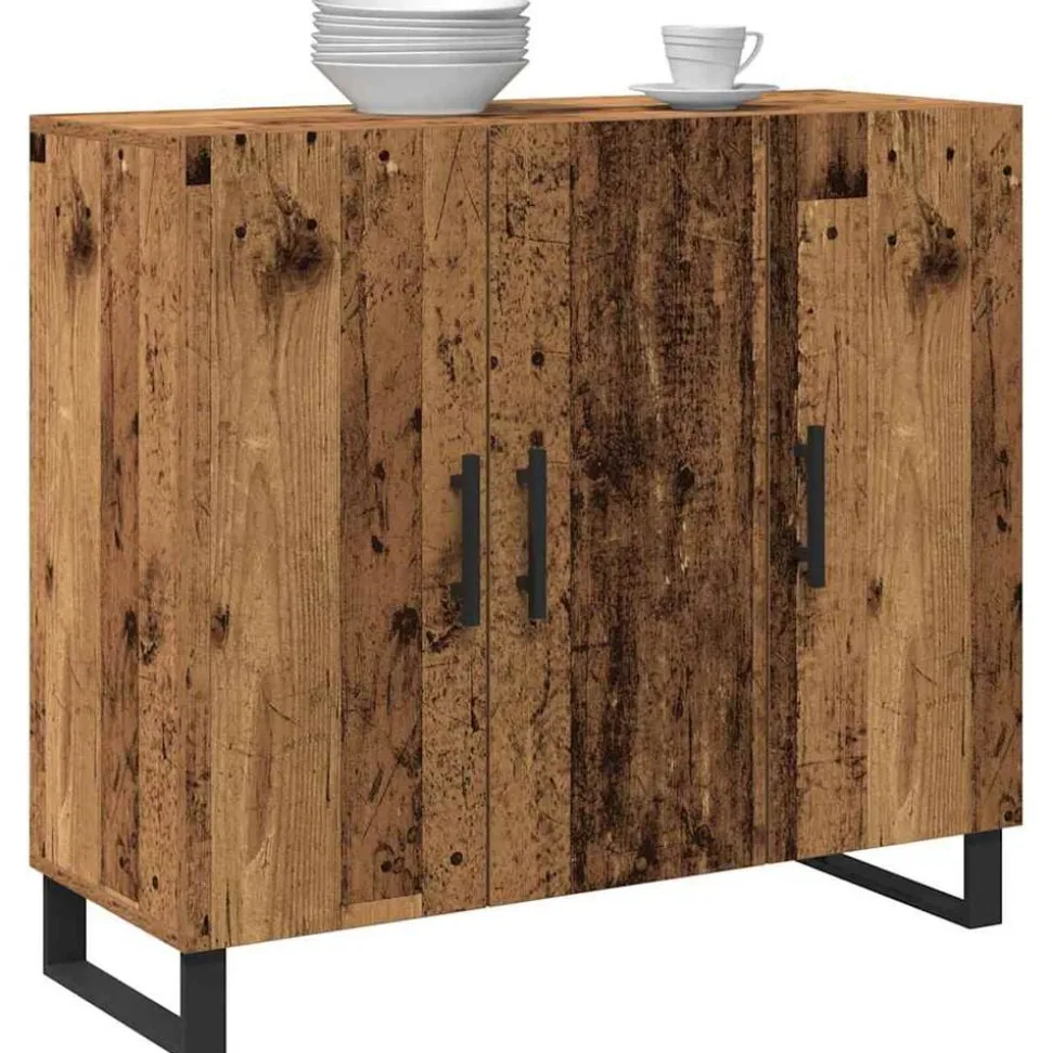 vidaXL Dressoir Oudhout 90 x 34 x 80 cm Bewerkt hout