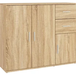 vidaXL Dressoir Sonoma Eiken 91x29,5x75 cm Bewerkt Hout