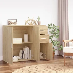 vidaXL Dressoir Sonoma Eiken 91x29,5x75 cm Bewerkt Hout