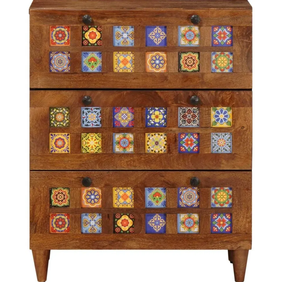 vidaXL Dressoir Walnotenhout 60 x 33 x 75 cm Massief Mango Hout