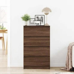 vidaXL Dressoir 60x35x98,5 cm bewerkt hout bruin eikenkleur
