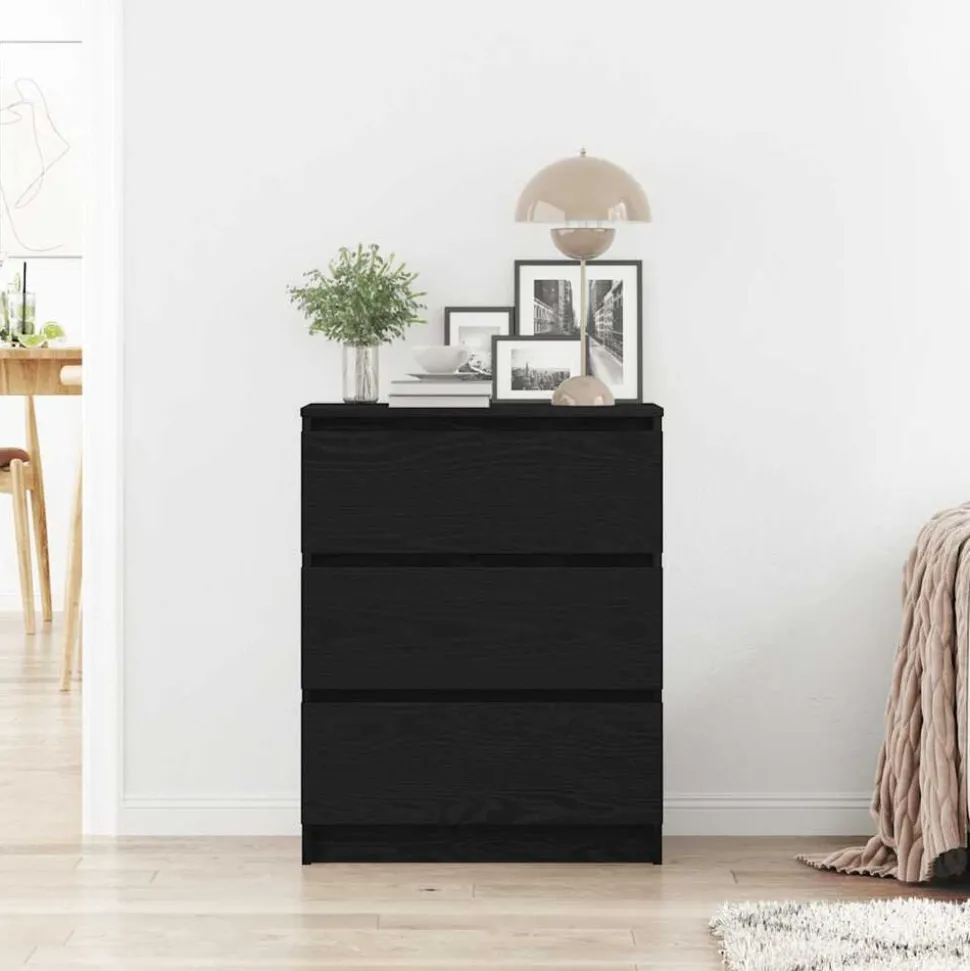 vidaXL Dressoir 60x35x76 cm bewerkt hout zwart eikenkleurig