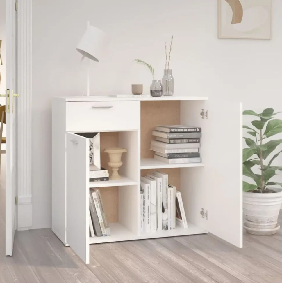 vidaXL Dressoir 80x36x75 cm bewerkt hout wit