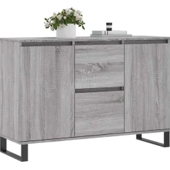 vidaXL Dressoir 101,5x35x70 cm bewerkt hout grijs sonoma eikenkleurig