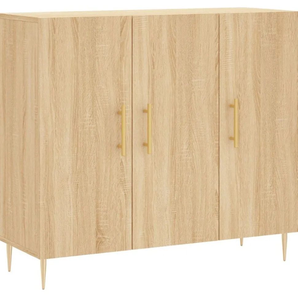 vidaXL Dressoir 90x34x80 cm bewerkt hout sonoma eikenkleurig