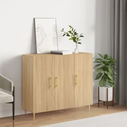 vidaXL Dressoir 90x34x80 cm bewerkt hout sonoma eikenkleurig