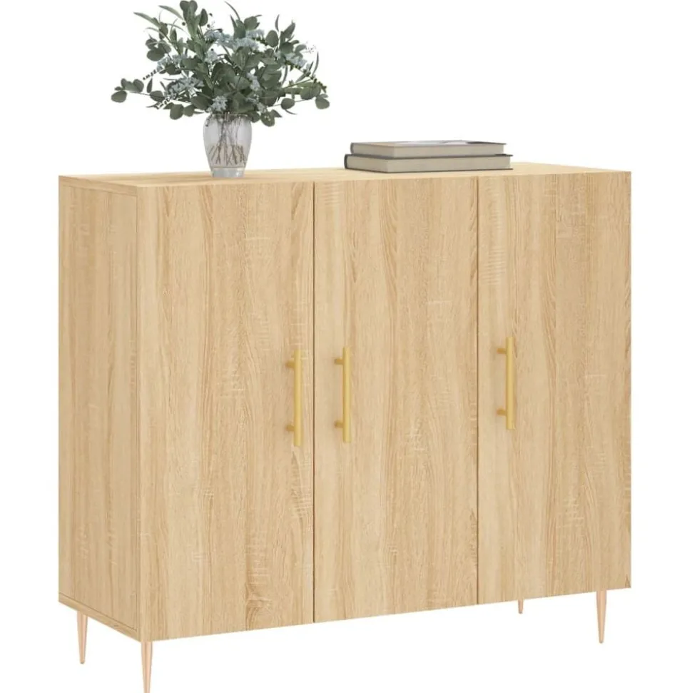 vidaXL Dressoir 90x34x80 cm bewerkt hout sonoma eikenkleurig