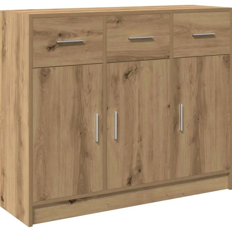 vidaXL Dressoir 91x28x75 cm bewerkt hout artisanaal eikenkleur