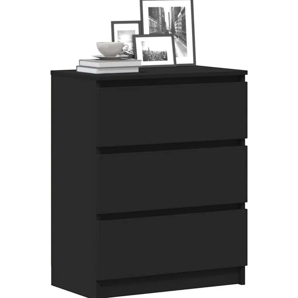vidaXL Dressoir 60x35x76 cm bewerkt hout zwart