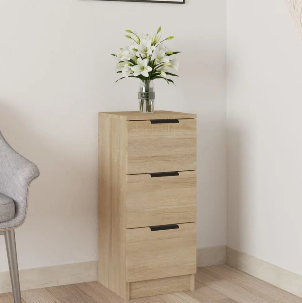 vidaXL Dressoir 30x30x70 cm bewerkt hout sonoma eikenkleurig