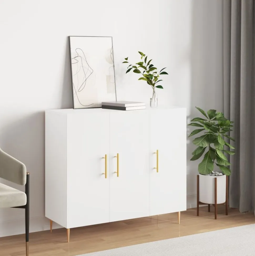 vidaXL Dressoir 90x34x80 cm bewerkt hout wit