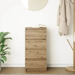 vidaXL Dressoir 37,5x35x76 cm bewerkt hout artisanaal eikenkleurig
