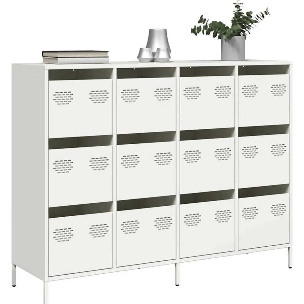 vidaXL Dressoir 135x39x103,5 cm koudgewalst staal wit