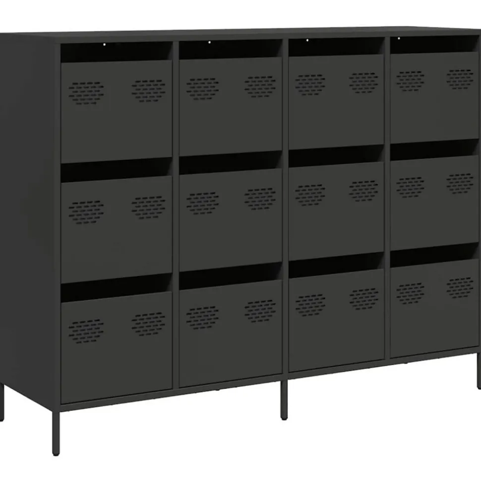 vidaXL Dressoir 135x39x103,5 cm koudgewalst staal zwart
